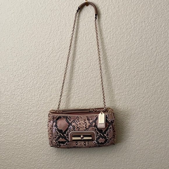 Coach Beige and Black Snake Print purse and wallet set. Excellent condition